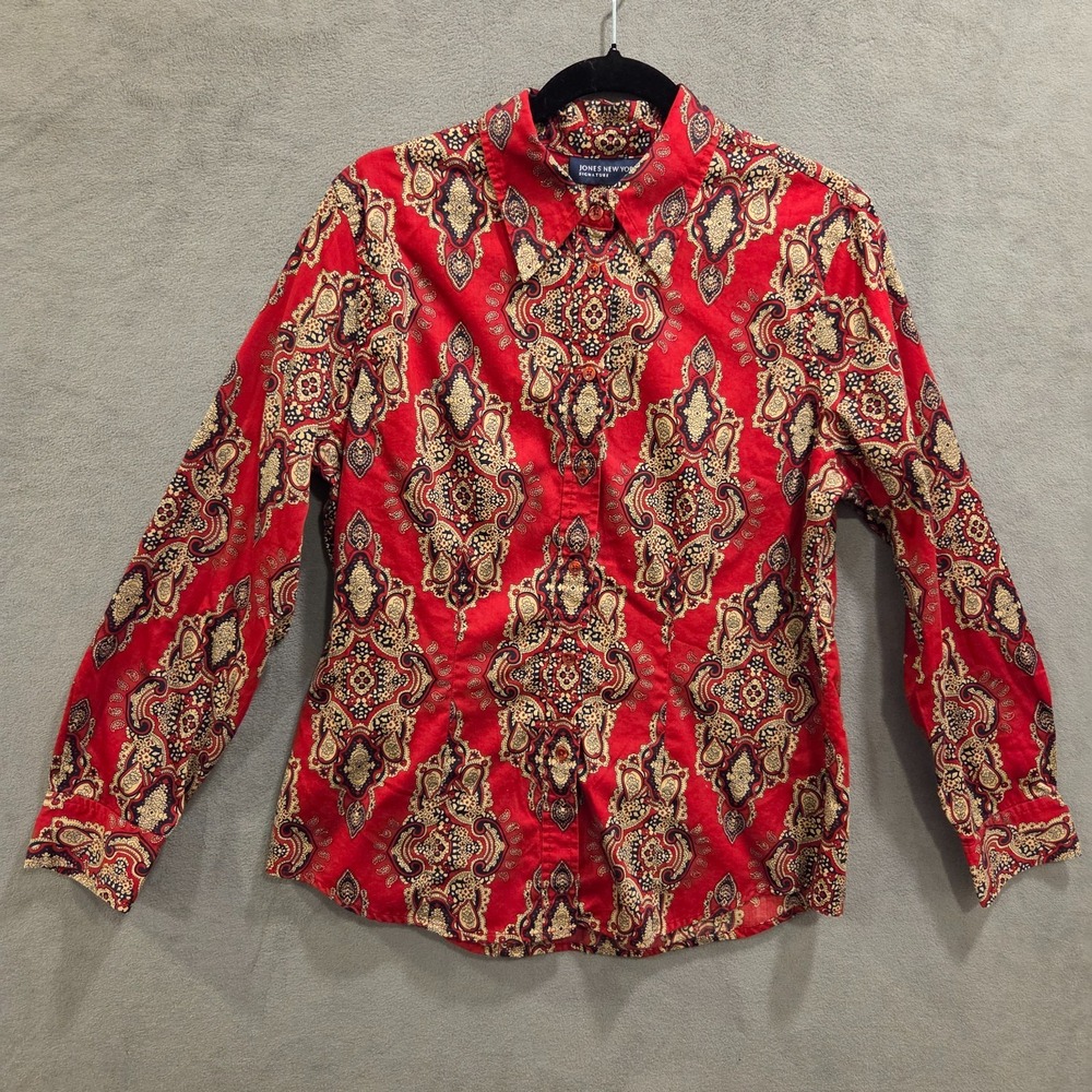 Jones New York Signature Button Down Shirt Womens‎ Size XL Paisley Damask Office